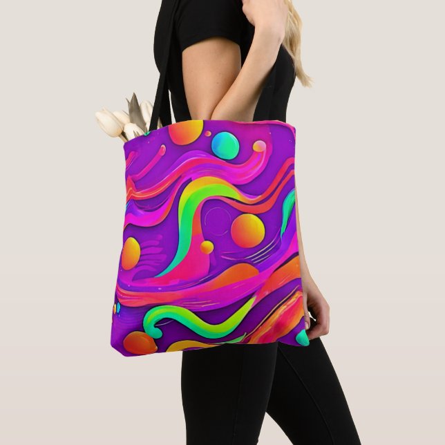Rainbow Flow: Abstract Fun Tote Bag (Close Up)