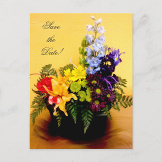 Rainbow flower arrangement Save the Date Announcement Postcard