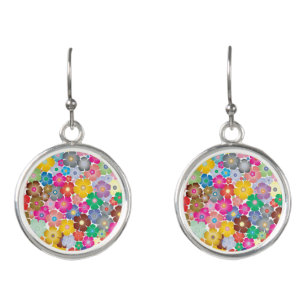 Rainbow flower blooms earrings