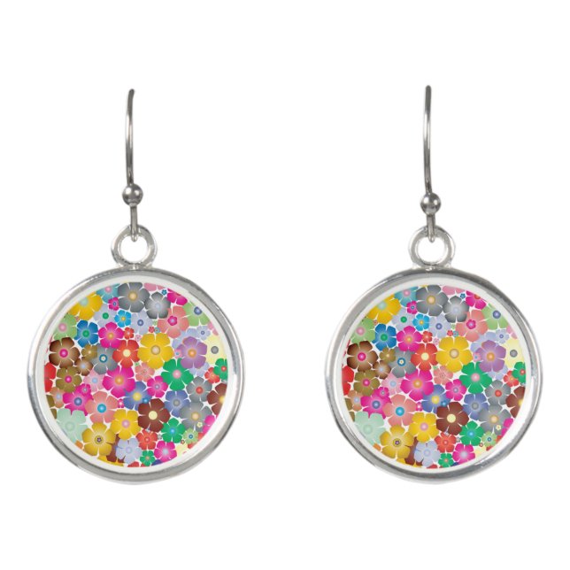 Rainbow flower blooms earrings (Front)