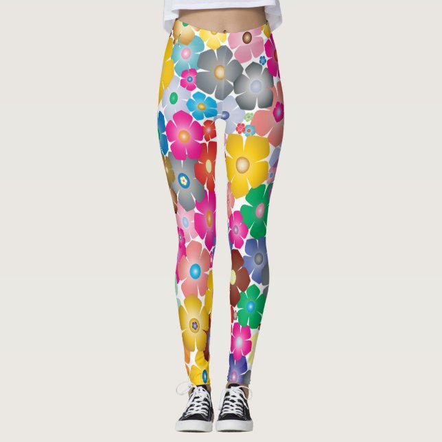 Rainbow flower blooms leggings (Front)