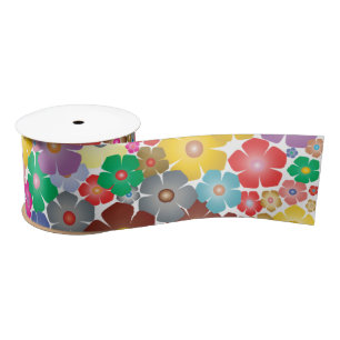 Rainbow flower blooms ribbon