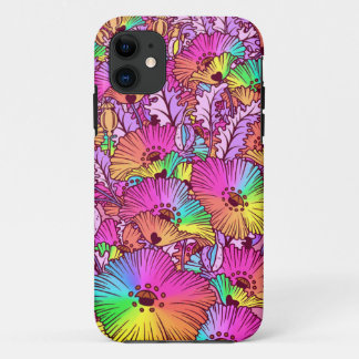 Rainbow Flower, Botanical, Bright Colorful Floral iPhone 11 Case