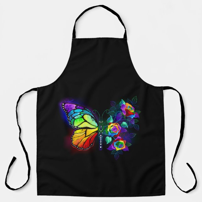 Rainbow flower butterfly apron (Front)