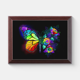 Rainbow flower butterfly award plaque