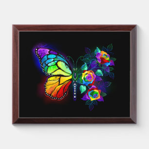 Rainbow flower butterfly award plaque
