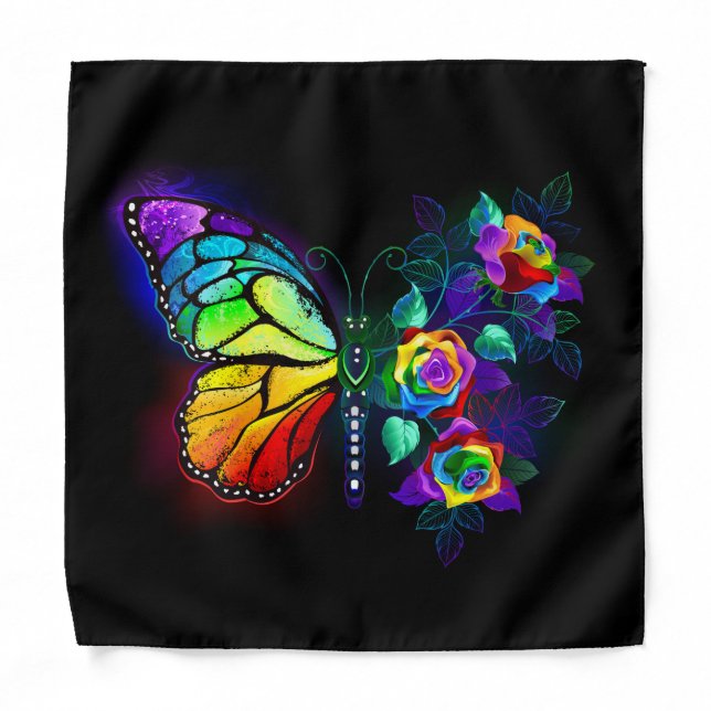 Rainbow flower butterfly bandana (Front)