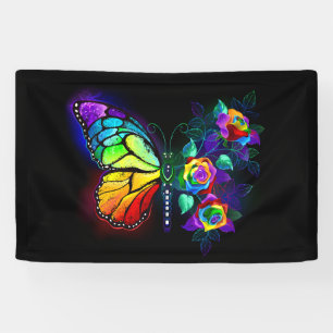 Rainbow flower butterfly banner