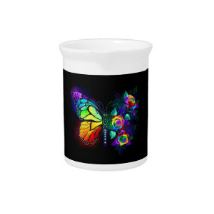 Rainbow flower butterfly beverage pitcher