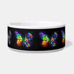 Rainbow flower butterfly bowl<br><div class="desc">Rainbow,  luminous,  artistically painted monarch butterfly with bouquet of iridescent,  bright,  luminescent roses on black background. Rainbow butterfly.</div>