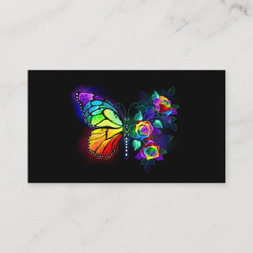 Rainbow flower butterfly business card