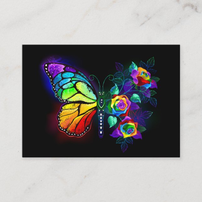Rainbow flower butterfly business card (Front)