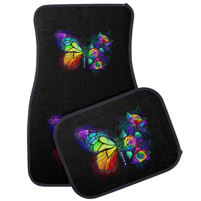 Rainbow flower butterfly car floor mat (Set)