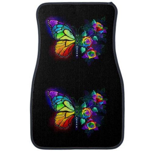 Rainbow flower butterfly car floor mat