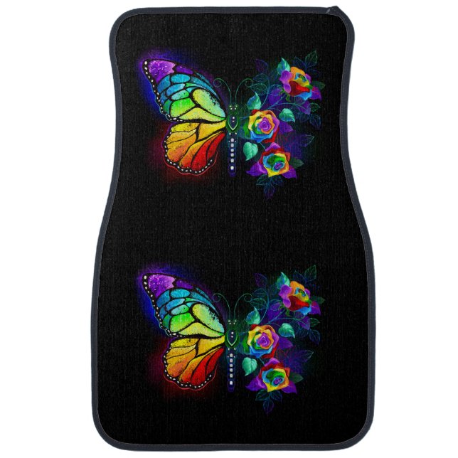Rainbow flower butterfly car floor mat (Front)
