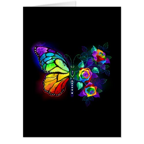 Rainbow flower butterfly card