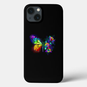 Rainbow flower butterfly iPhone 13 case