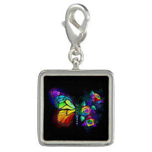 Rainbow flower butterfly charm