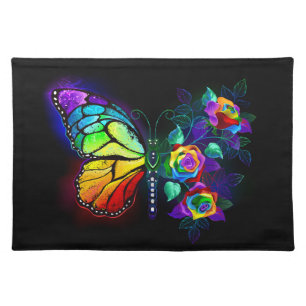 Rainbow flower butterfly cloth placemat