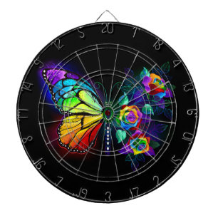 Rainbow flower butterfly dart board
