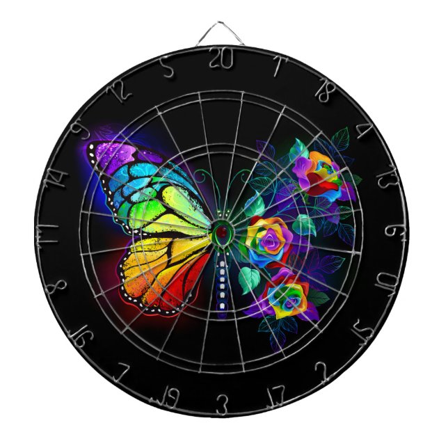 Rainbow flower butterfly dart board (Front)