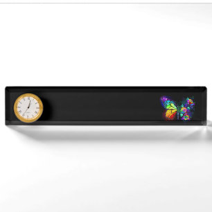 Rainbow flower butterfly desk name plate