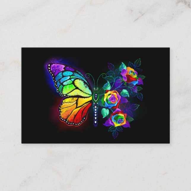 Rainbow flower butterfly discount card (Front)