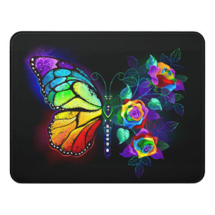 Rainbow flower butterfly door sign