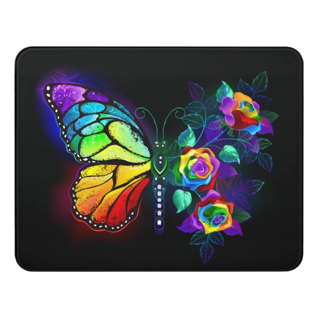 Rainbow flower butterfly door sign (Contemporary Front)