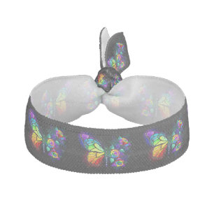 Rainbow flower butterfly elastic hair tie