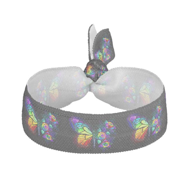 Rainbow flower butterfly elastic hair tie (Front)