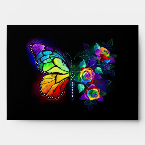 Rainbow flower butterfly envelope