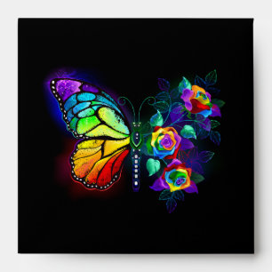Rainbow flower butterfly envelope