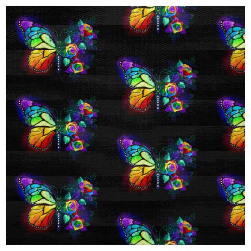 Rainbow flower butterfly fabric