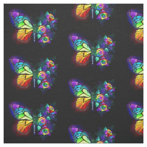 Rainbow flower butterfly fabric