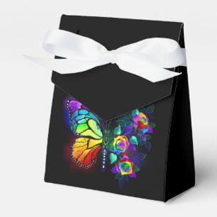 Rainbow flower butterfly favor boxes