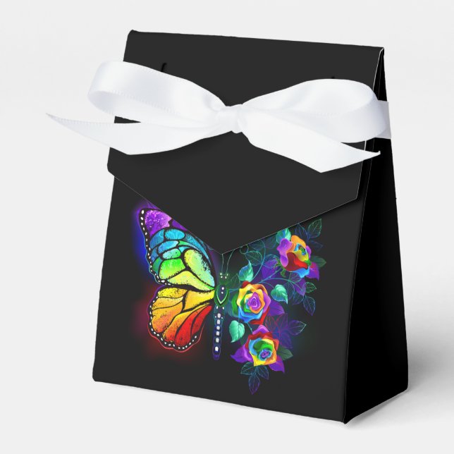 Rainbow flower butterfly favor boxes (Front Side)