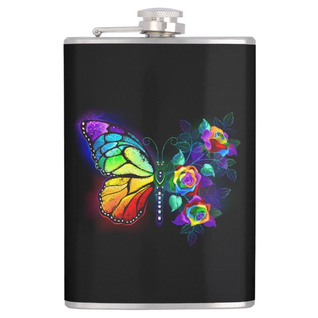 Rainbow flower butterfly flask (Front)