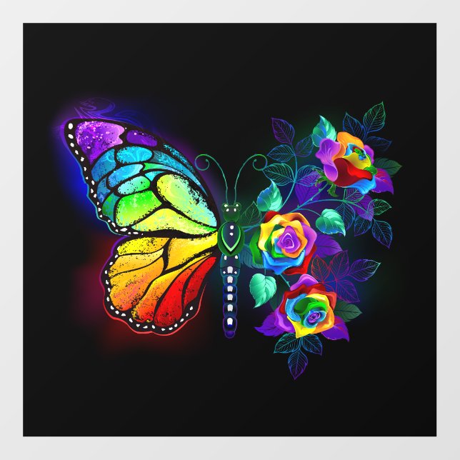 Rainbow flower butterfly floor decals (Front)