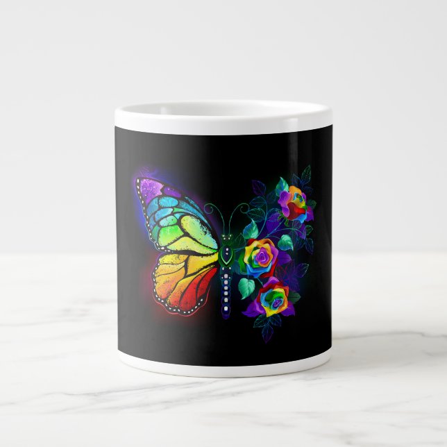 Rainbow flower butterfly giant coffee mug (Front)