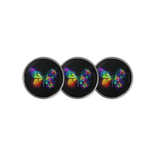 Rainbow flower butterfly golf ball marker