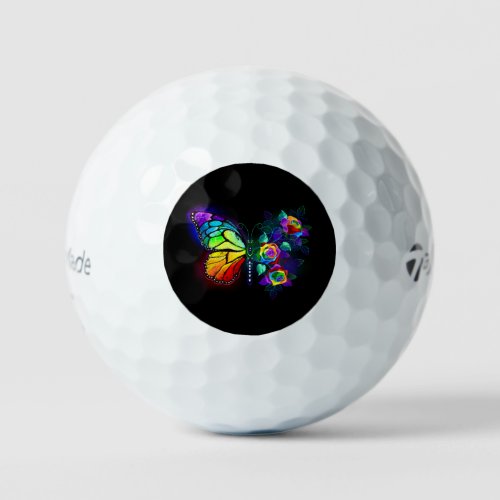 Rainbow flower butterfly golf balls