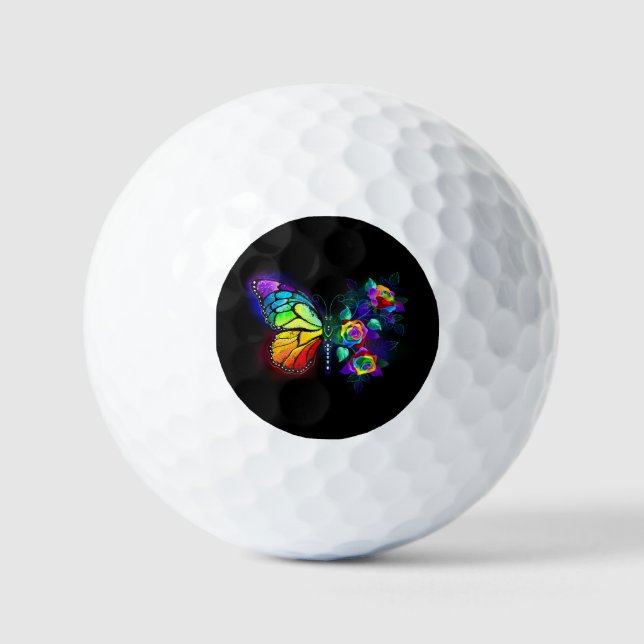 Rainbow flower butterfly golf balls (Front)
