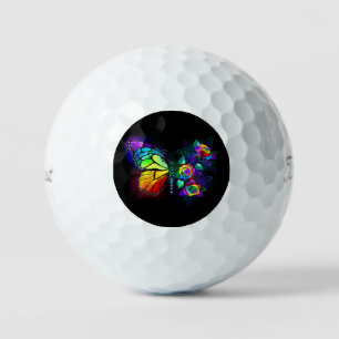 Rainbow flower butterfly golf balls