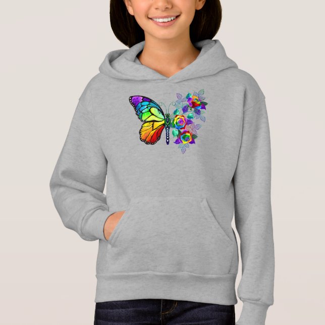 Rainbow flower butterfly hoodie (Front)