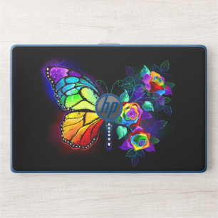 Rainbow flower butterfly HP laptop skin