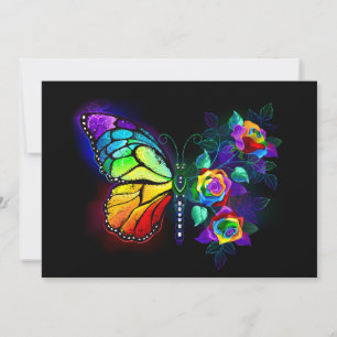 Rainbow flower butterfly invitation