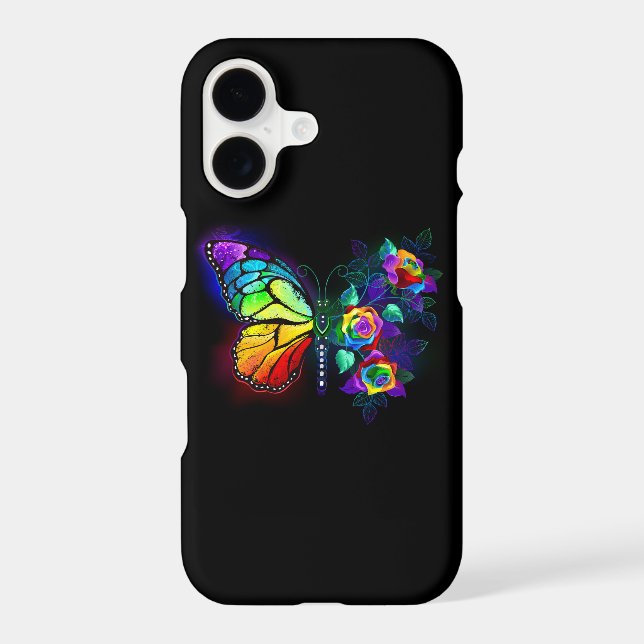 Rainbow flower butterfly iphone case (Back)