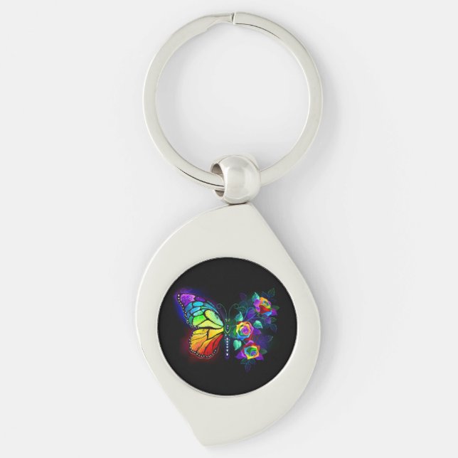 Rainbow flower butterfly keychain (Front)
