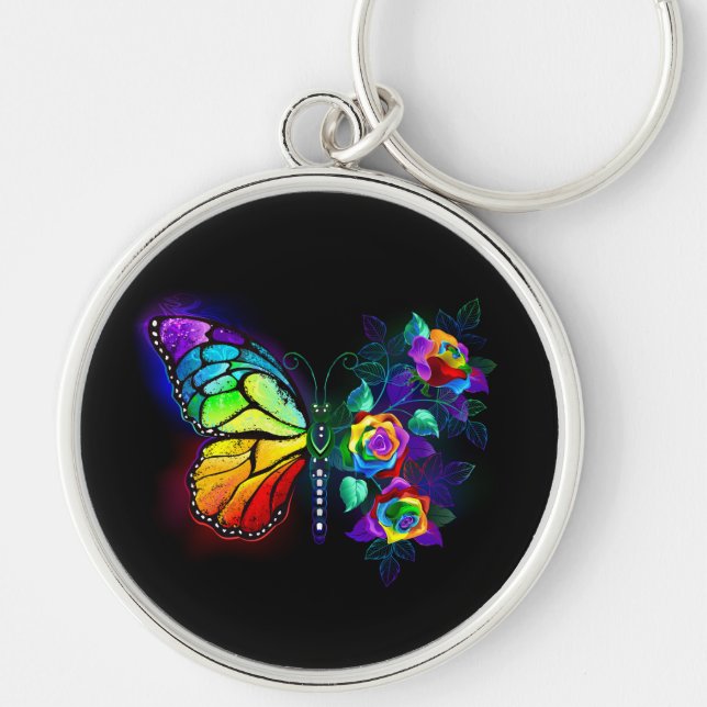 Rainbow flower butterfly keychain (Front)